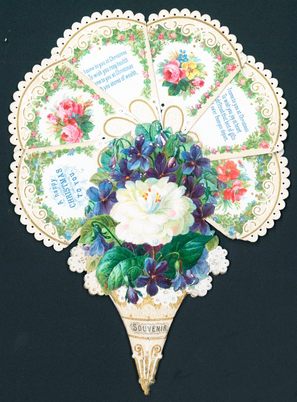 Pene blomster i form av en vifte, julekort av English School