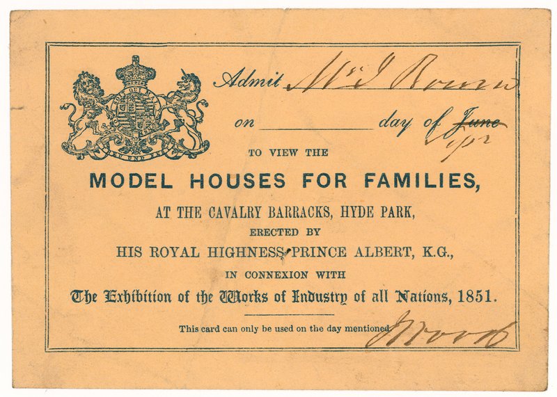 Prince Alberts Model Lodging House, Great Exhibition, 1851, Inngangsbillett av English School