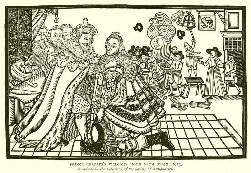 Prins Charles velkommen hjem fra Spania, 1623 av English School