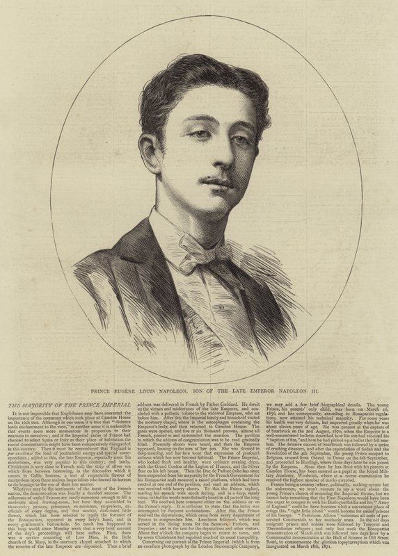Prins Eugene Louis Napoleon, sønn av den avdøde keiser Napoleon III (gravering) av English School