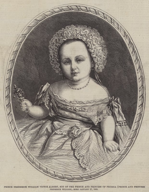Prins Frederick William Victor Albert, sønn av prinsen og prinsessen av Preussen (prins og prinsesse Frederick William), født 27. januar 1859 (gravering) av English School