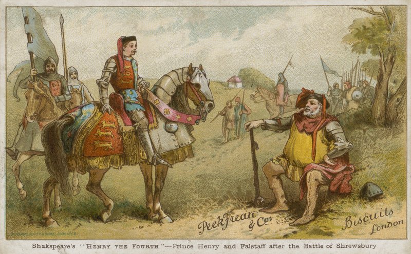 Prins Henry og Falstaff etter slaget ved Shrewsbury av English School