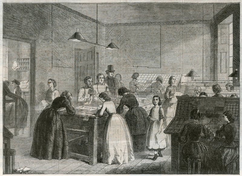 Trykkeri (Victoria Press) i Great Coram Street, for ansettelse av kvinner som komponister av English School
