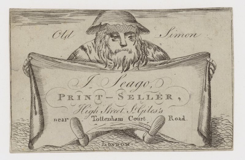 Printseller, J Seago, handelskort av English School