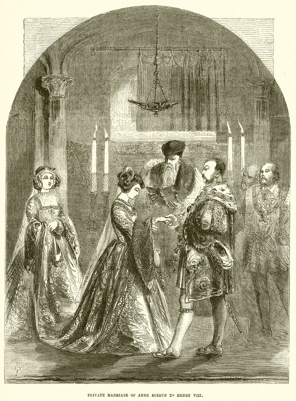 Privat ekteskap av Anne Boleyn med Henry VIII av English School