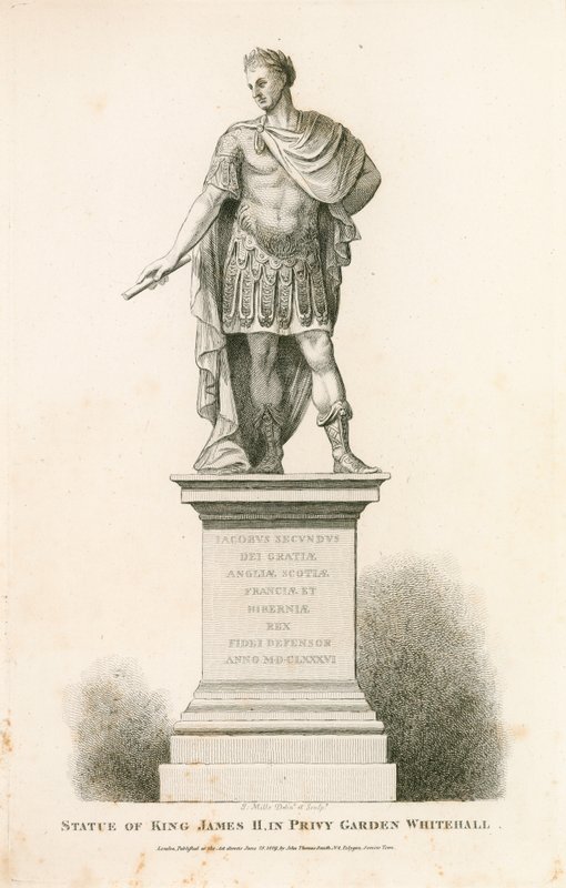 Privy Garden Westminster. Statue av kong James II av English School