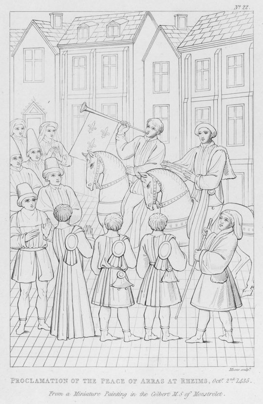 Proklamasjon av freden i Arras i Reims, 2. oktober 1435 (gravering) av English School