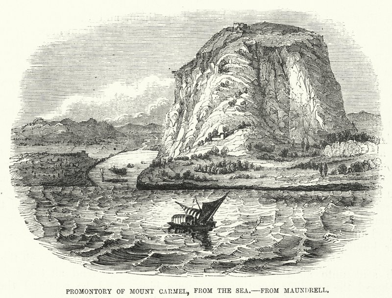 Os av Mount Carmel, fra havet, fra Maundrell (gravering) av English School