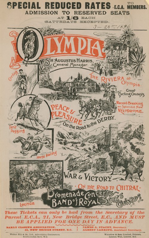 Kampanjeplakat for Olympia, 28. mars 1896 av English School