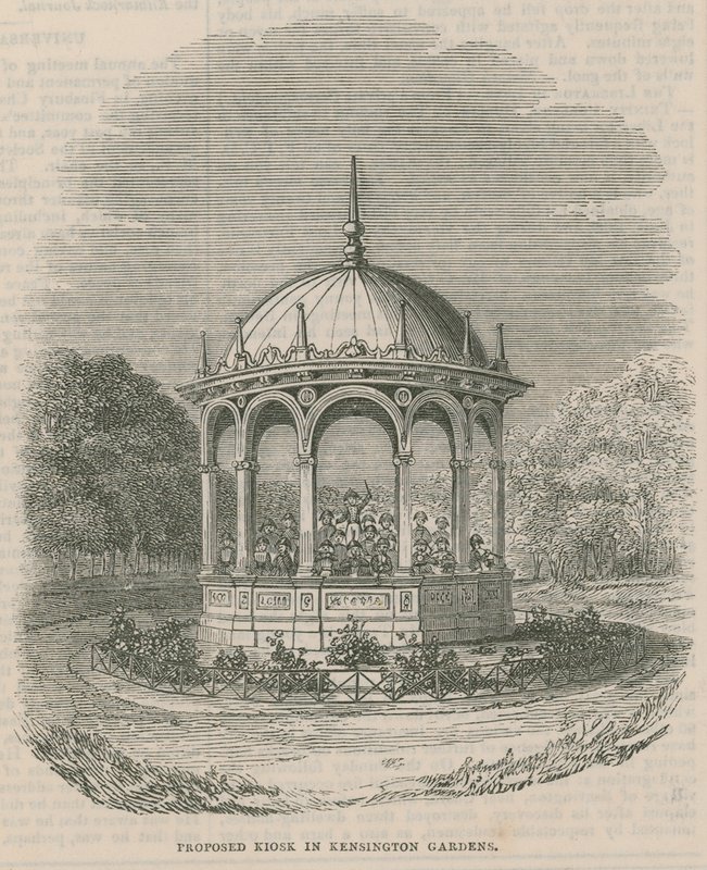 Foreslått kiosk i Kensington Gardens, London av English School