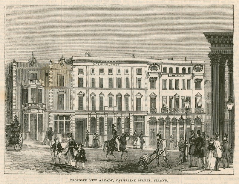 Foreslått ny arkade, Catherine Street, Strand, London av English School