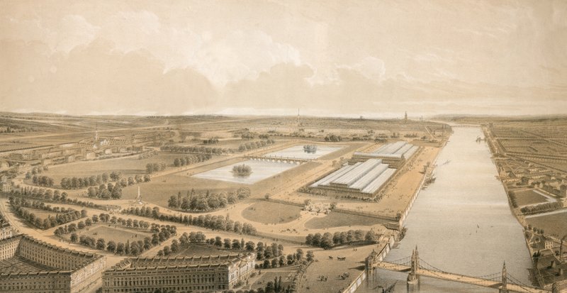 Foreslått sted for Crystal Palace i Battersea Park av English School