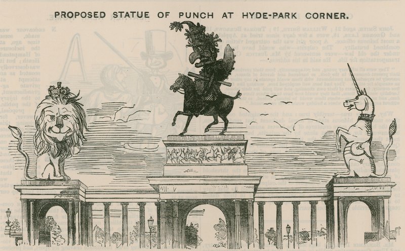 Foreslått statue av Punch ved Hyde Park Corner av English School