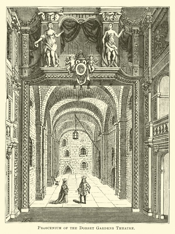 Proscenium til Dorset Gardens Theatre av English School
