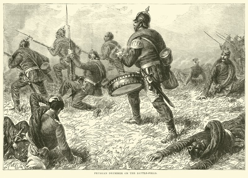 Preussisk trommeslager på slagmarken, september 1870 av English School