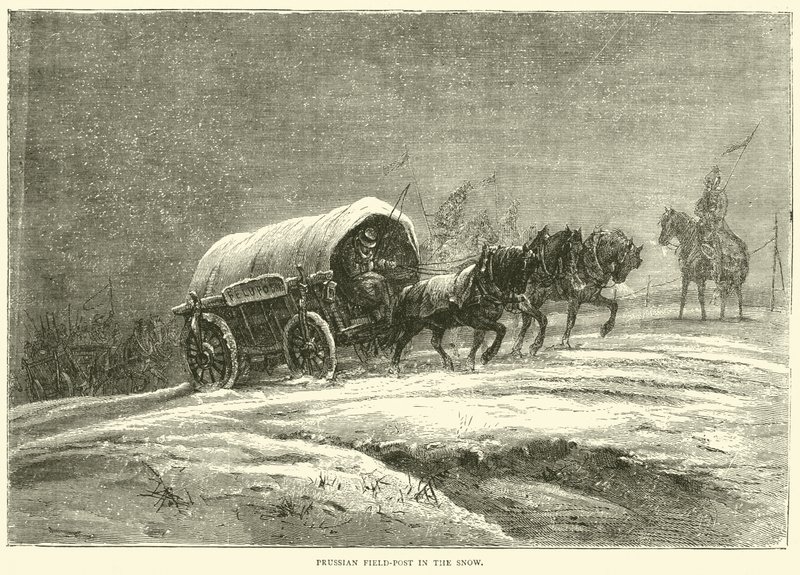 Preussisk feltpost i snøen, oktober 1870 av English School