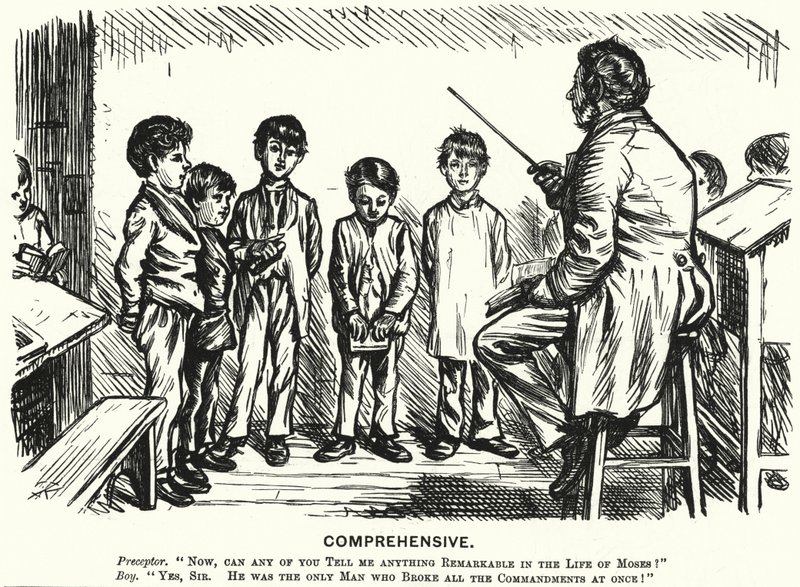 Punch tegneserie: Omfattende - religionsundervisning leksjon (gravering) av English School