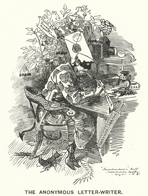 Punch tegneserie: The Anonymous Letter Writer (gravering) av English School