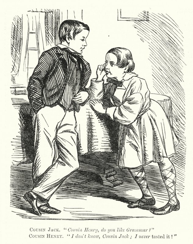 Punch tegneserie: en misforståelse om grammatikk (gravering) av English School