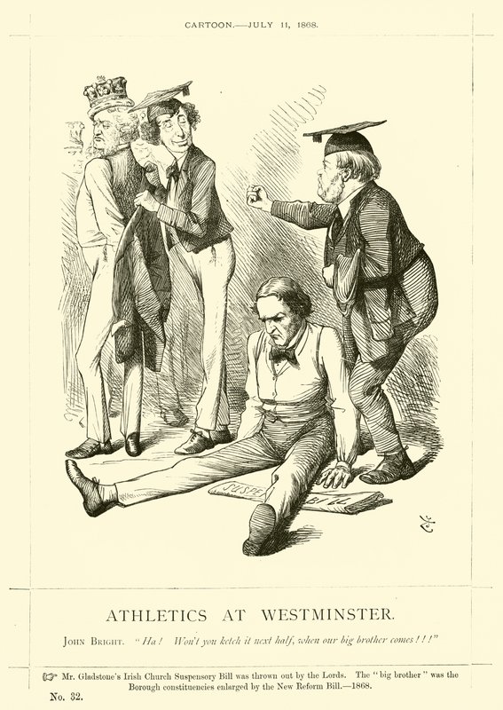 Punch tegneserie om John Bright: Athletics At Westminster av English School
