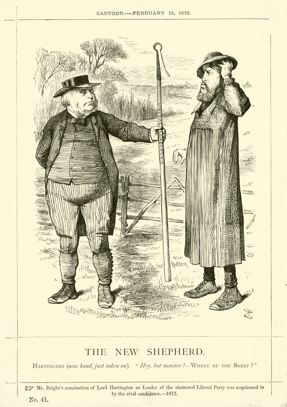 Punch tegneserie om John Bright: The New Shepherd av English School
