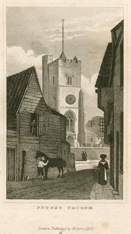 Putney kirke, London av English School