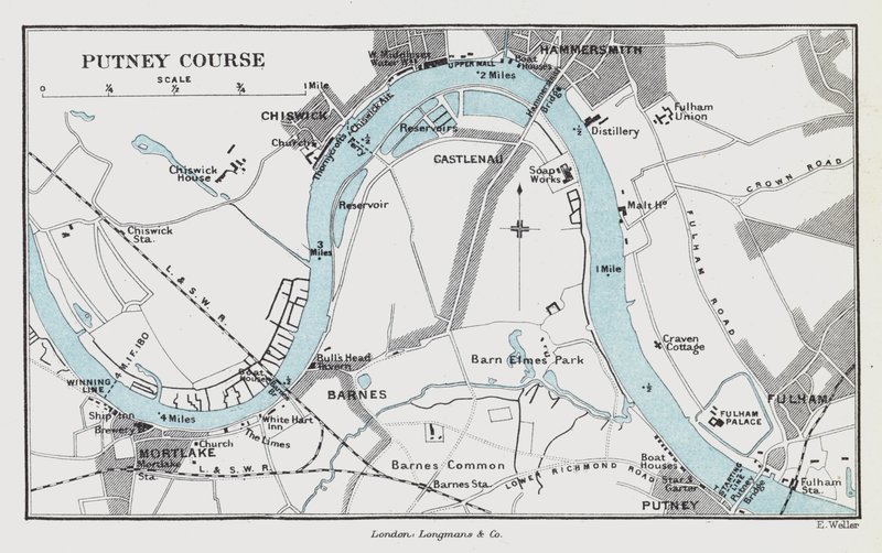 Putney Course (farget gravering) av English School
