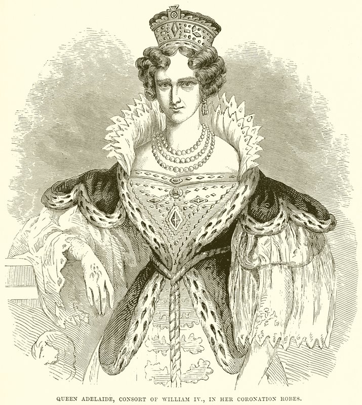 Dronning Adelaide, konsort av William IV, i sine kroningskåper av English School