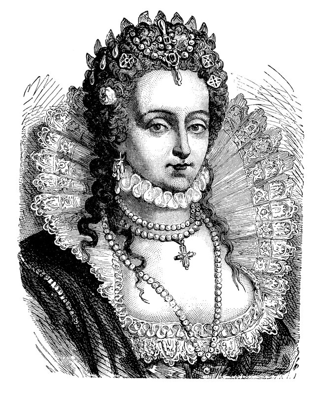 Dronning Elizabeth I (farge litho) av English School
