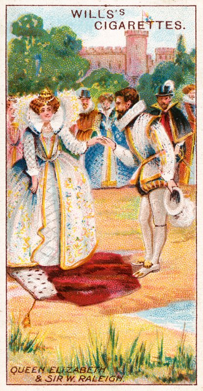 Dronning Elizabeth og Sir Walter Raleigh av English School