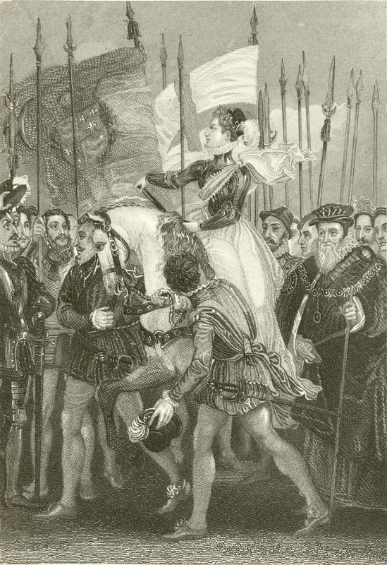 Dronning Elizabeth ved Tilbury Fort av English School