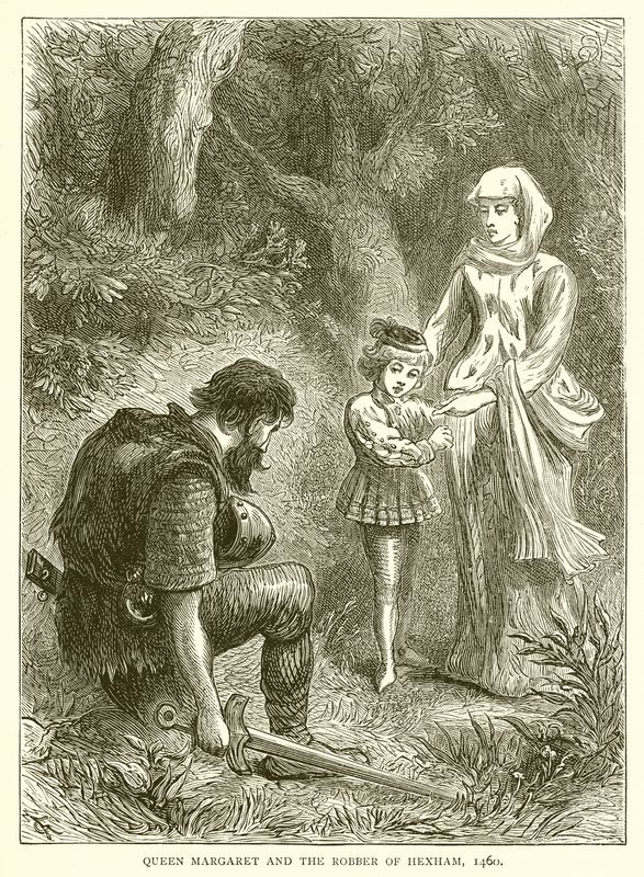 Dronning Margaret og røveren av Hexham, 1460 av English School