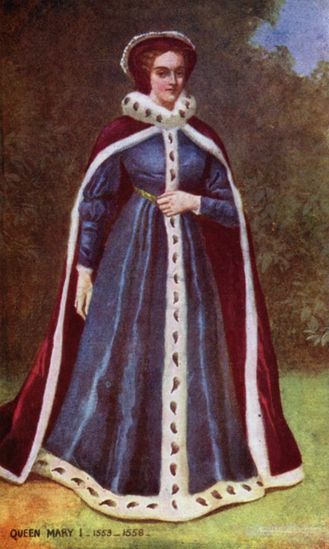 Queen Mary I (farge litho) av English School