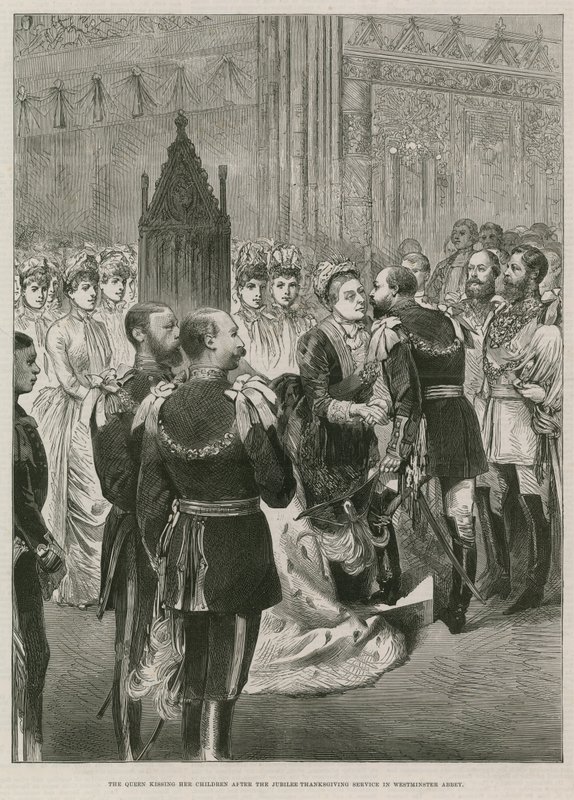 Dronning Victoria kysser barna sine av English School
