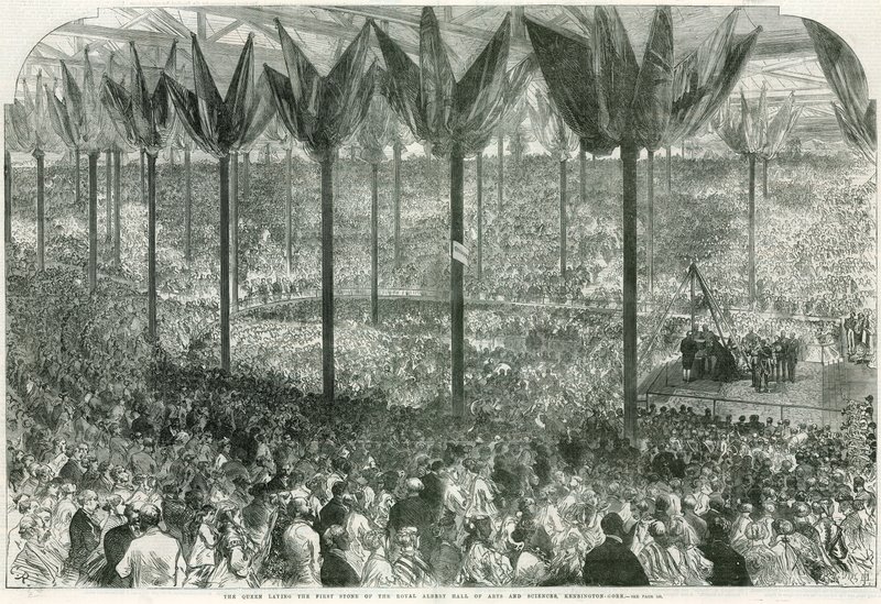 Dronning Victoria legger den første steinen til Royal Albert Hall av English School