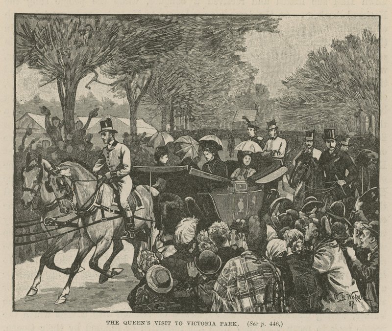 Dronning Victorias besøk til Victoria Park, London av English School