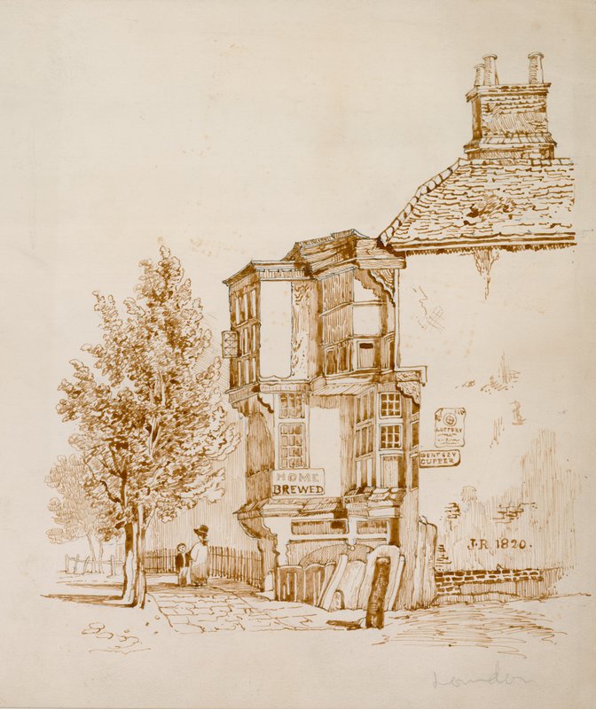 Queens Head, Islington (blekk på papir) av English School