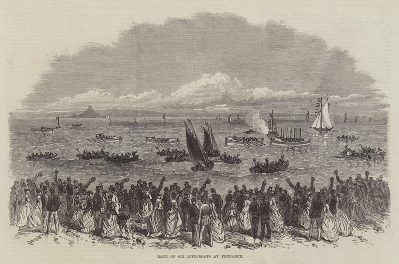 Race of Six Life-Boats at Penzance (gravering) av English School