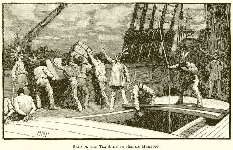 Raid på Tea-Ships i Boston Harbor av English School