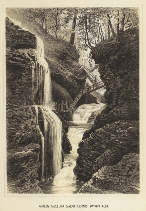 Rainbow Falls og Cavern Cascade, Watkins Glen av English School