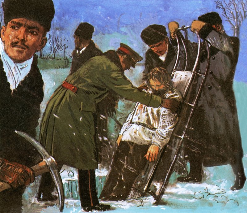 Rasputins kropp blir senket gjennom et hull skåret i isen av English School