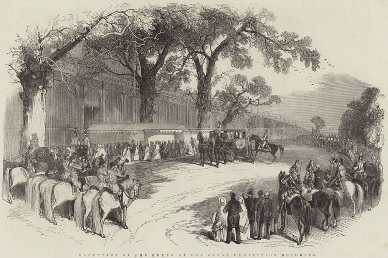 Mottakelse av dronningen i Great Exhibition Building (gravering) av English School
