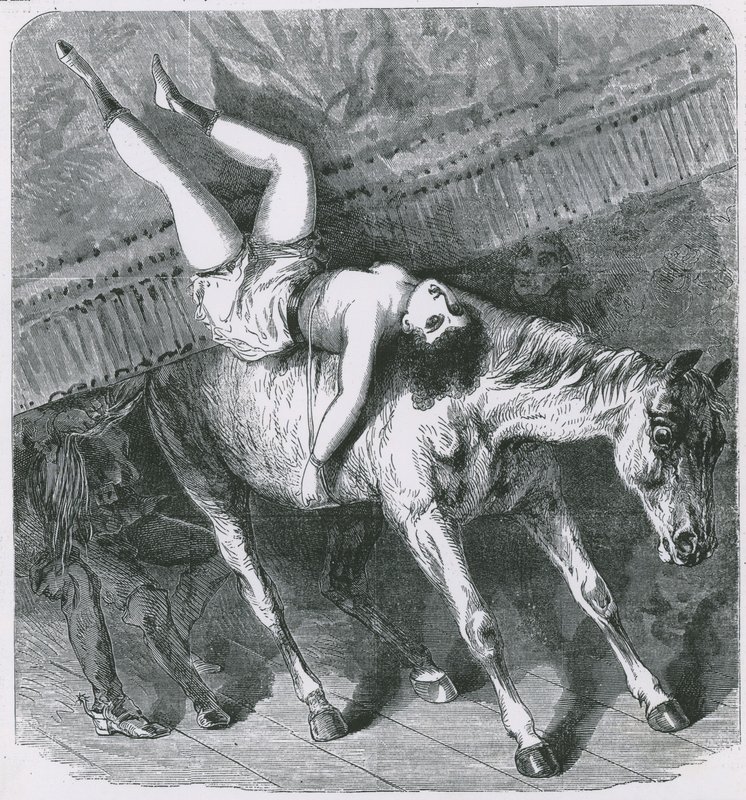 Minner om Astleys Theatre, London, den brennende utemmede hesten glemmer sin del og teppet går dessverre ned av English School