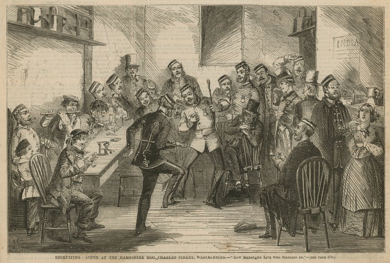 Rekruttering: Scene på Hampshire Hog, Charles Street, Westminster av English School