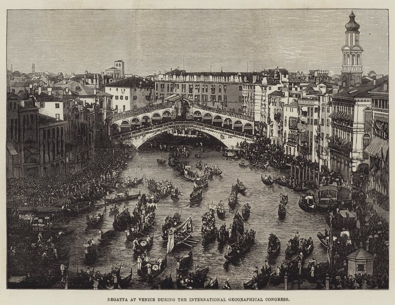 Regatta i Venezia under International Geographical Congress (gravering) av English School