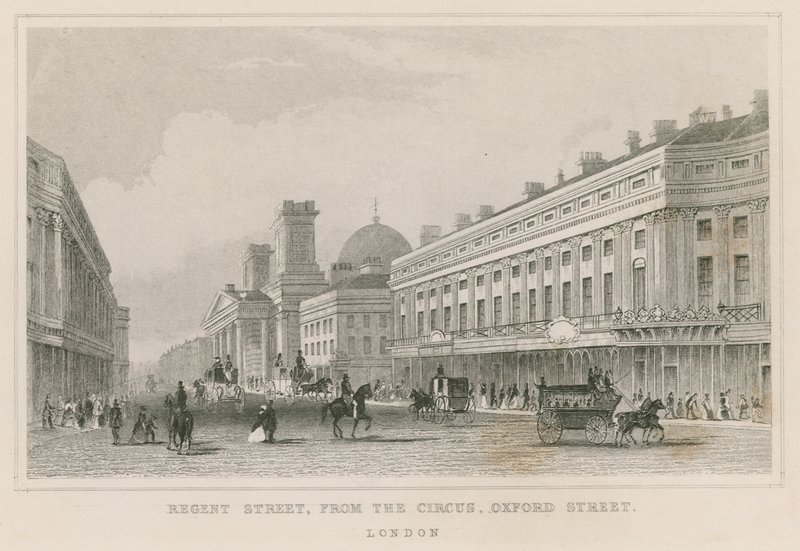 Regent Street, fra The Circus, Oxford Street, London av English School