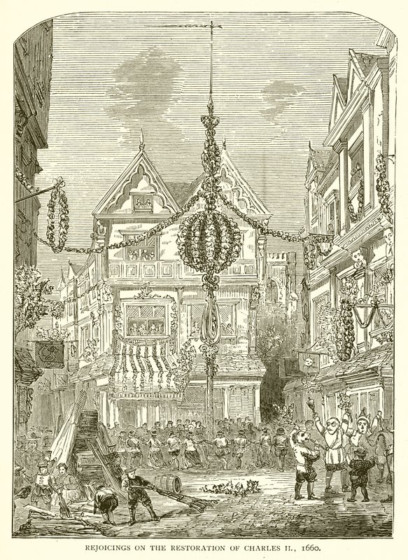 Glede over restaureringen av Charles II, 1660 av English School