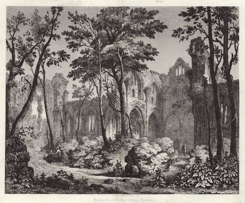 Rester av Nelley Abbey i Hampshire av English School