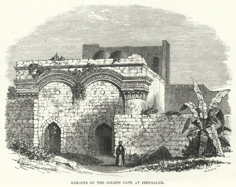 Rester av Golden Gate i Jerusalem (gravering) av English School