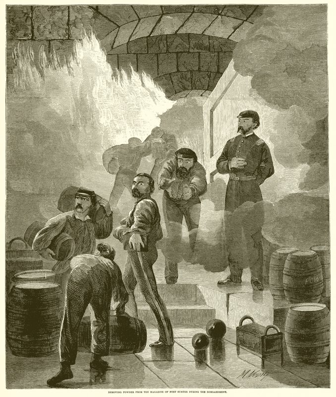 Fjerning av pulver fra magasinet til Fort Sumter under bombardementet av English School
